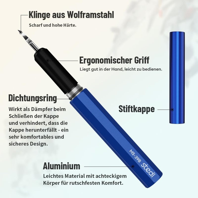 Stedi Model Scriber Chisel,Tungsten steel Blades 0.15mm,for Modeling Hobby,RG Scale Model,Gundam Model Kit,for Scribing line, Engraved,Panel line,Resin,Blue - Image 4